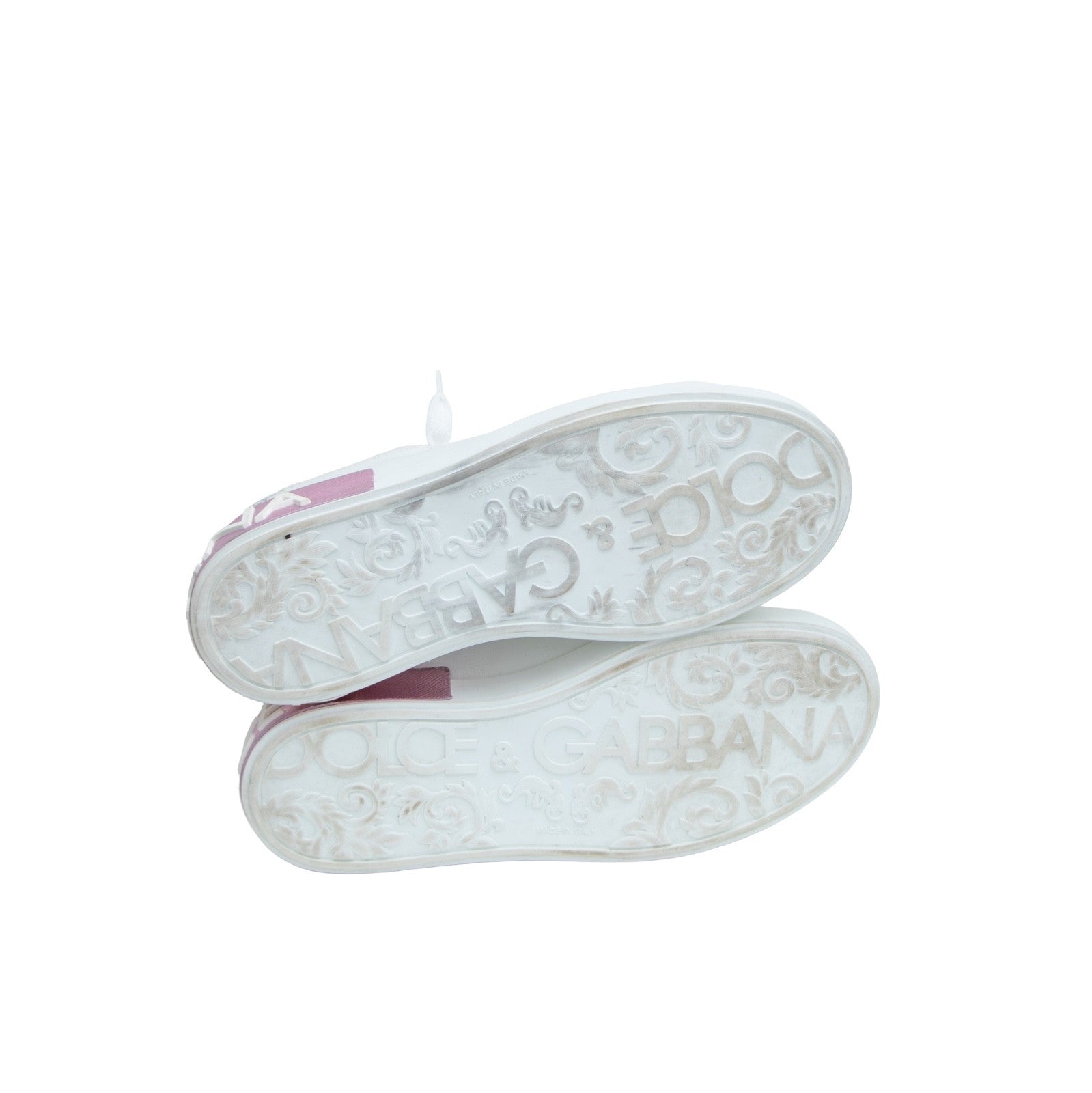 Dolce & Gabbana Portofino Sneakers EU 38 White Pink Leather Repainted Women