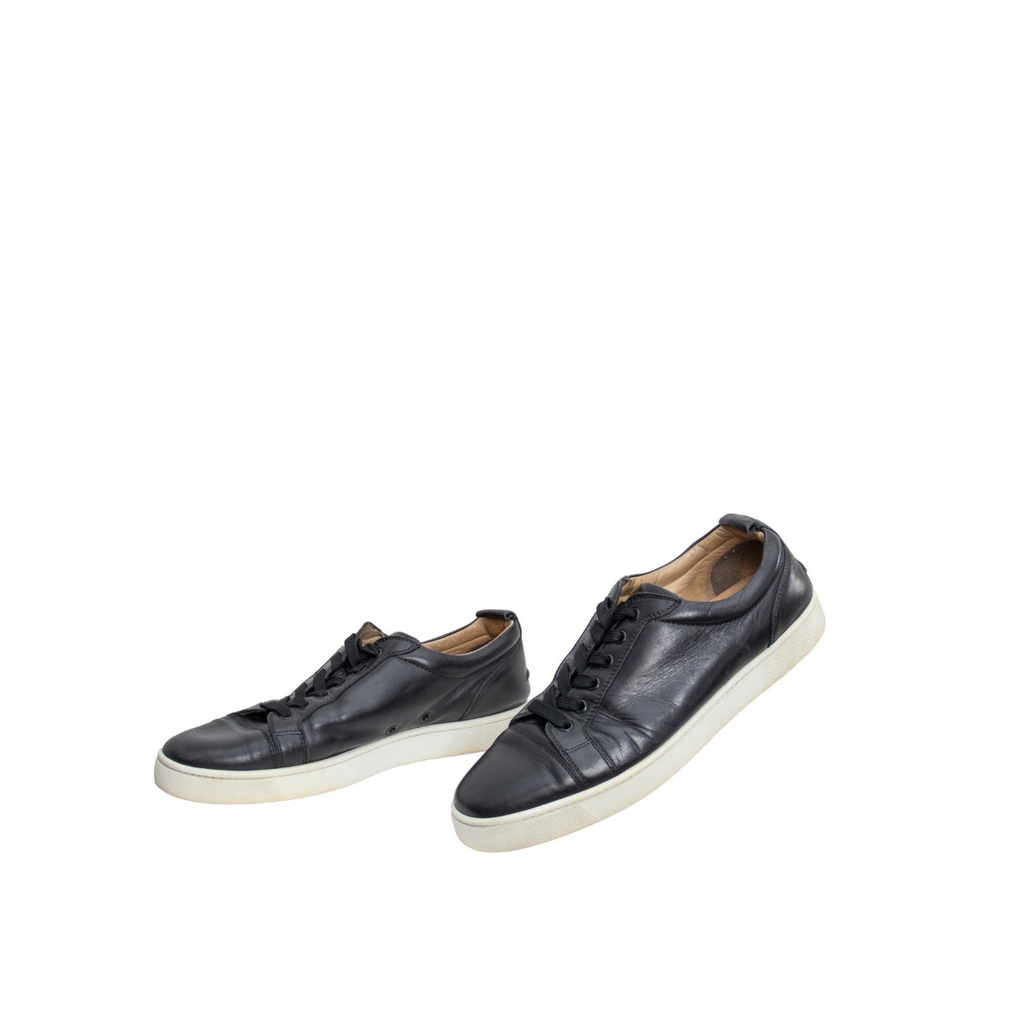 Christian Louboutin Rantulow Grained Leather Low Top Sneakers Black Mens Size 43