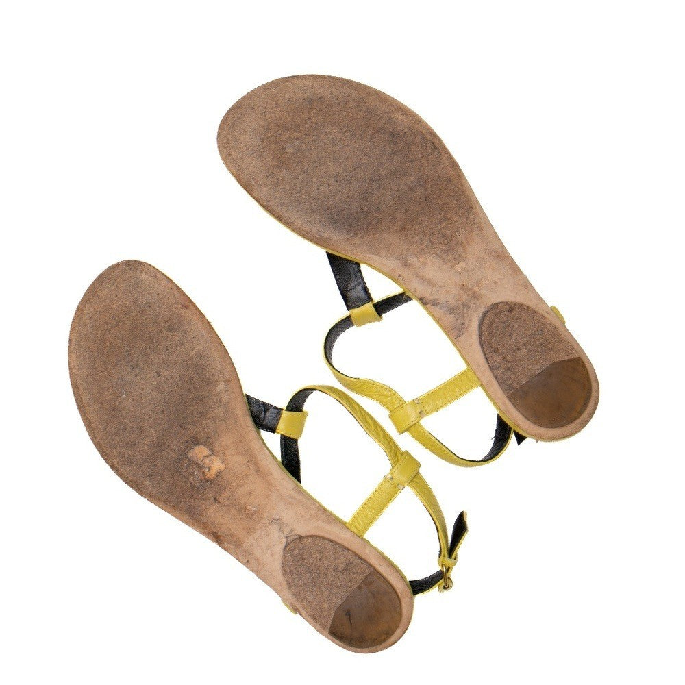 Balenciaga Arena T-Strap Yellow Leather Studded Sandals – EU 39 / UK 6 / US 9