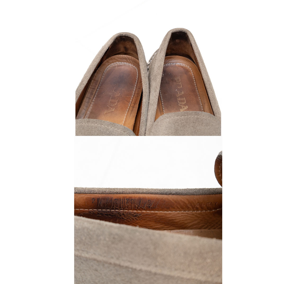 $950Prada Men’s Grey Suede Driving Loafers – Size US 9 / EU 42 / UK 8