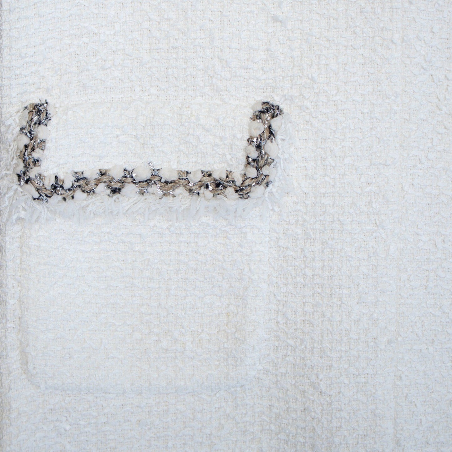 CHANEL White Tweed Sleeveless Dress FR 40 US 8 Fringe Trim CC Owl Button