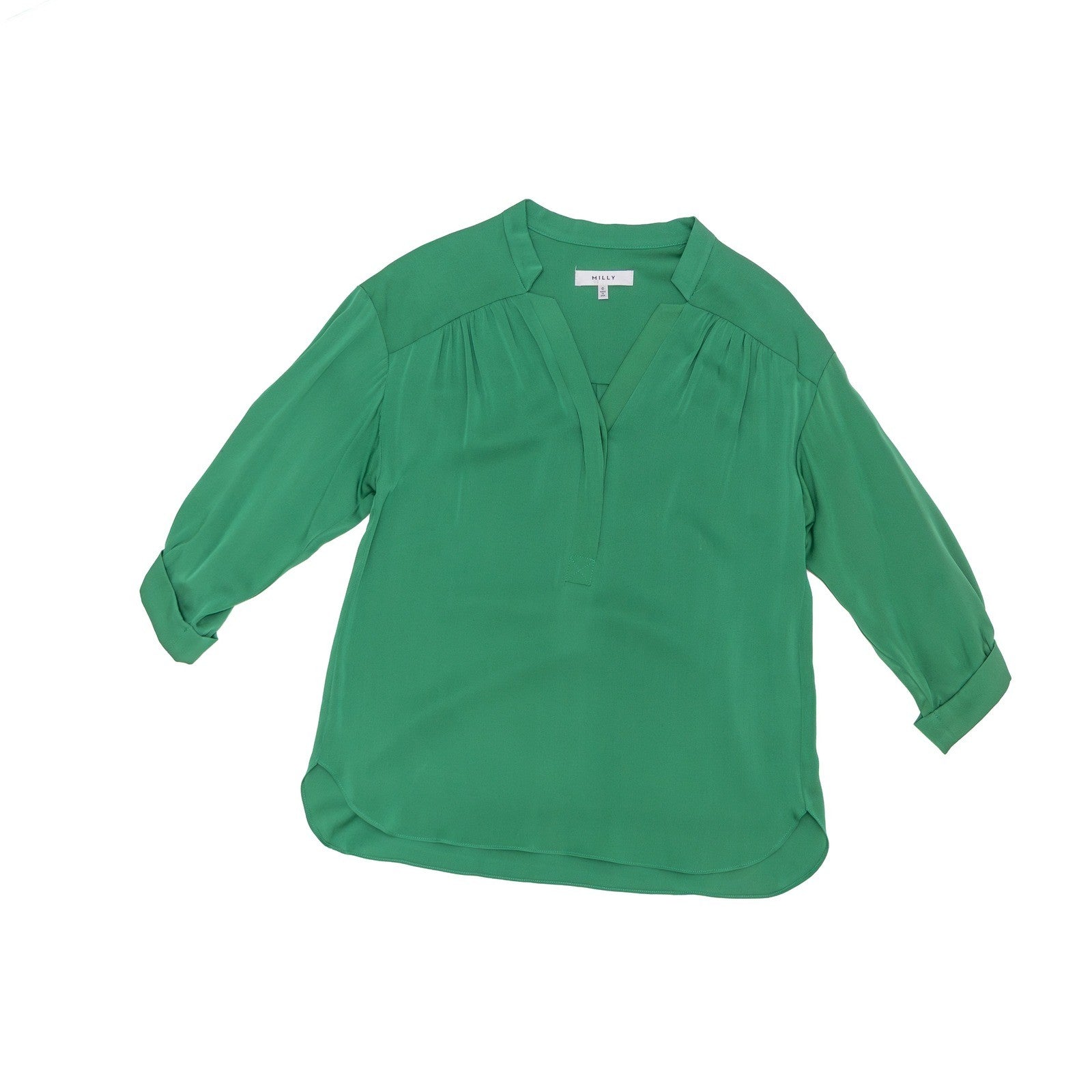 Milly Green Silk Blouse Top Size 0
