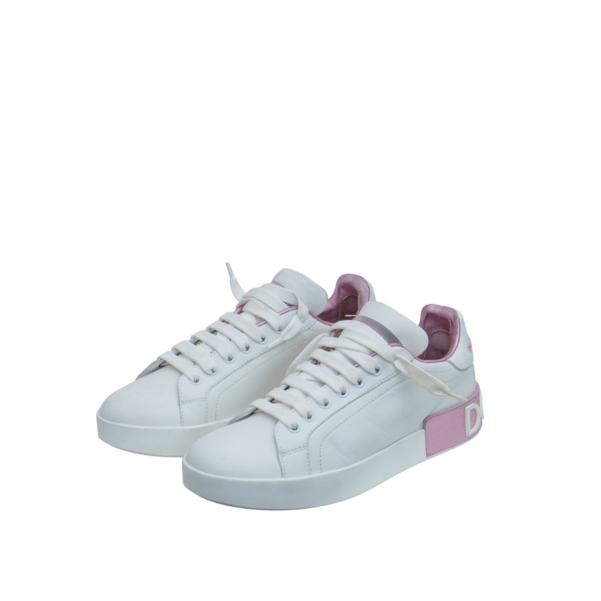Dolce & Gabbana Portofino Sneakers EU 38 White Pink Leather Repainted Women