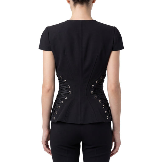 ELISABETTA FRANCHI Lace-Up Corset Style Jacket Top Black IT 42