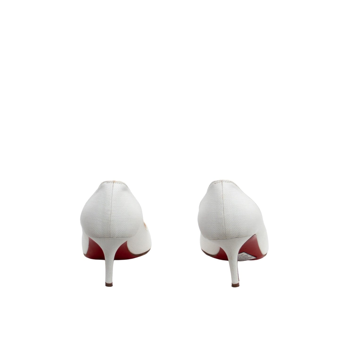 Christian Louboutin White Canvas Peep Toe Pumps Heels EU 36.5 US 6.5 UK 3.5 Ital