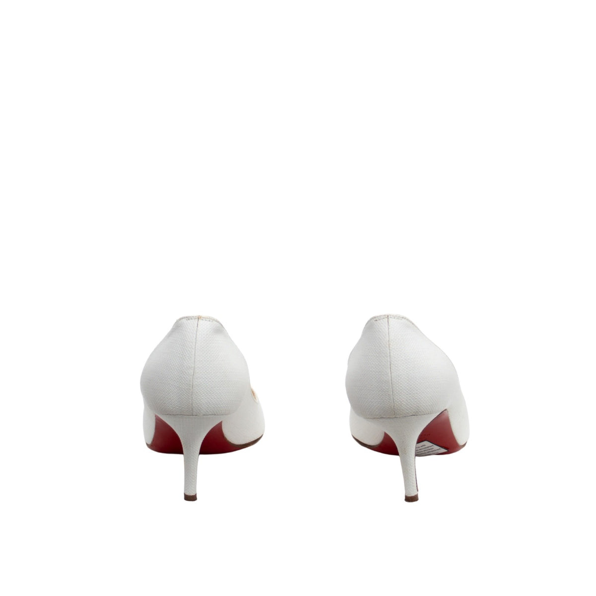 Christian Louboutin White Canvas Peep Toe Pumps Heels EU 36.5 US 6.5 UK 3.5 Ital
