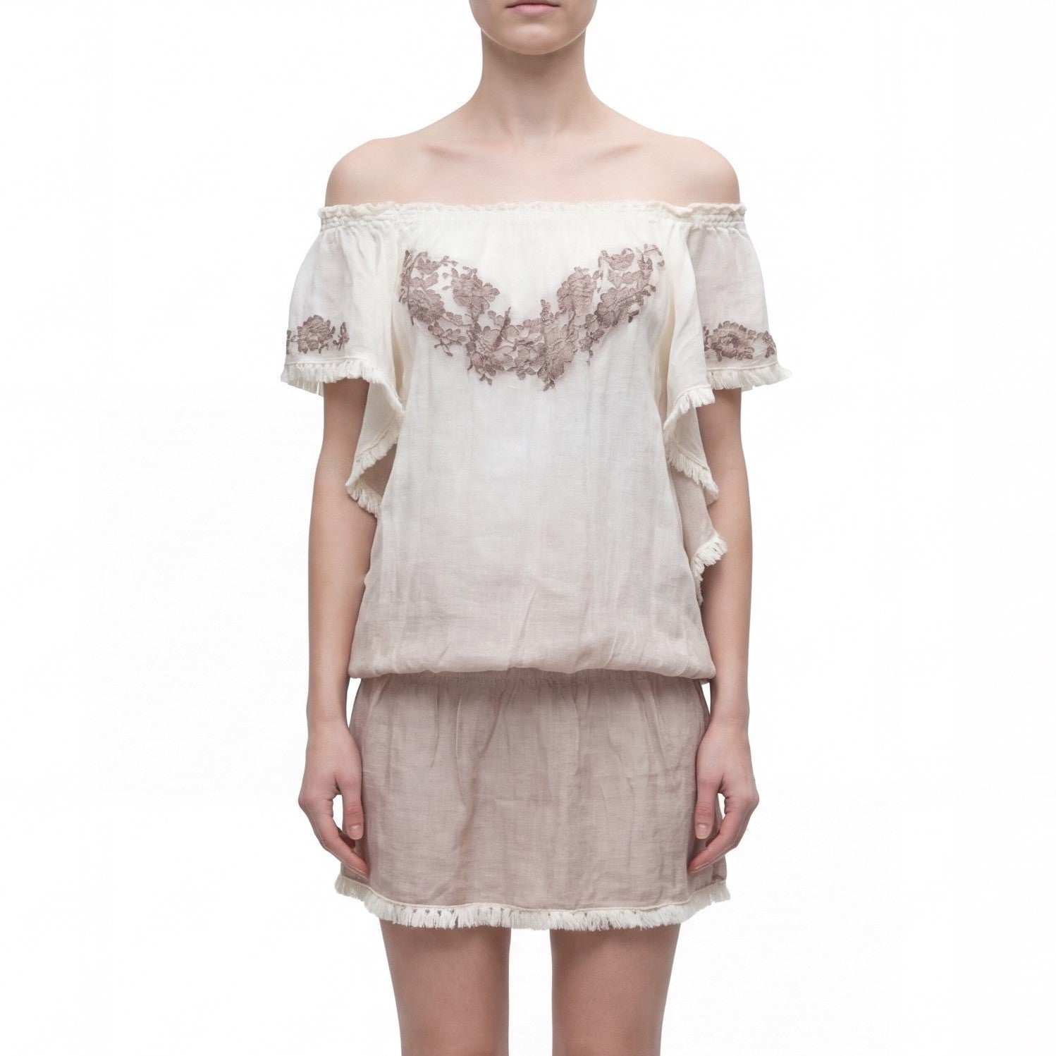 Vanita Rosa Paris St Barth Linen Tunic Dress Top – Boho Embroidered Size S-M