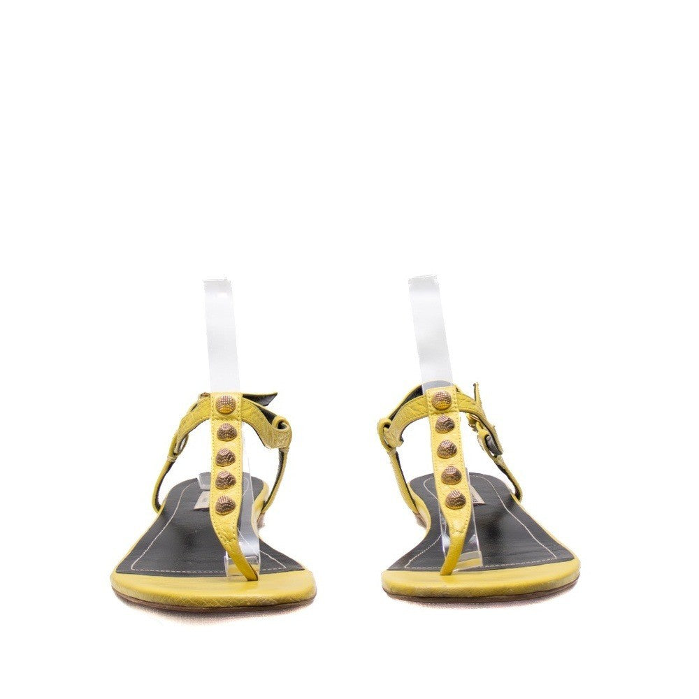 Balenciaga Arena T-Strap Yellow Leather Studded Sandals – EU 39 / UK 6 / US 9