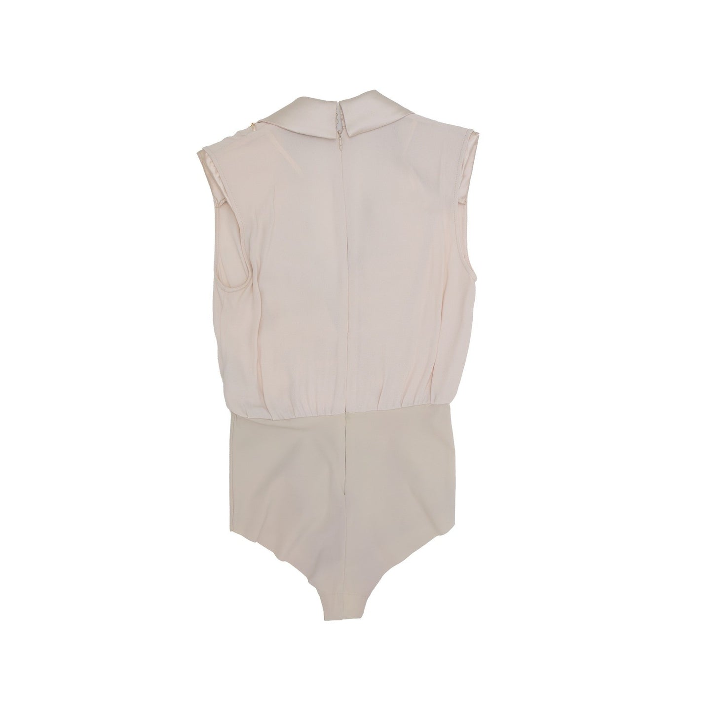 Elisabetta Franchi Beige Crepe Structured Shoulder Bodysuit IT 38/US 2