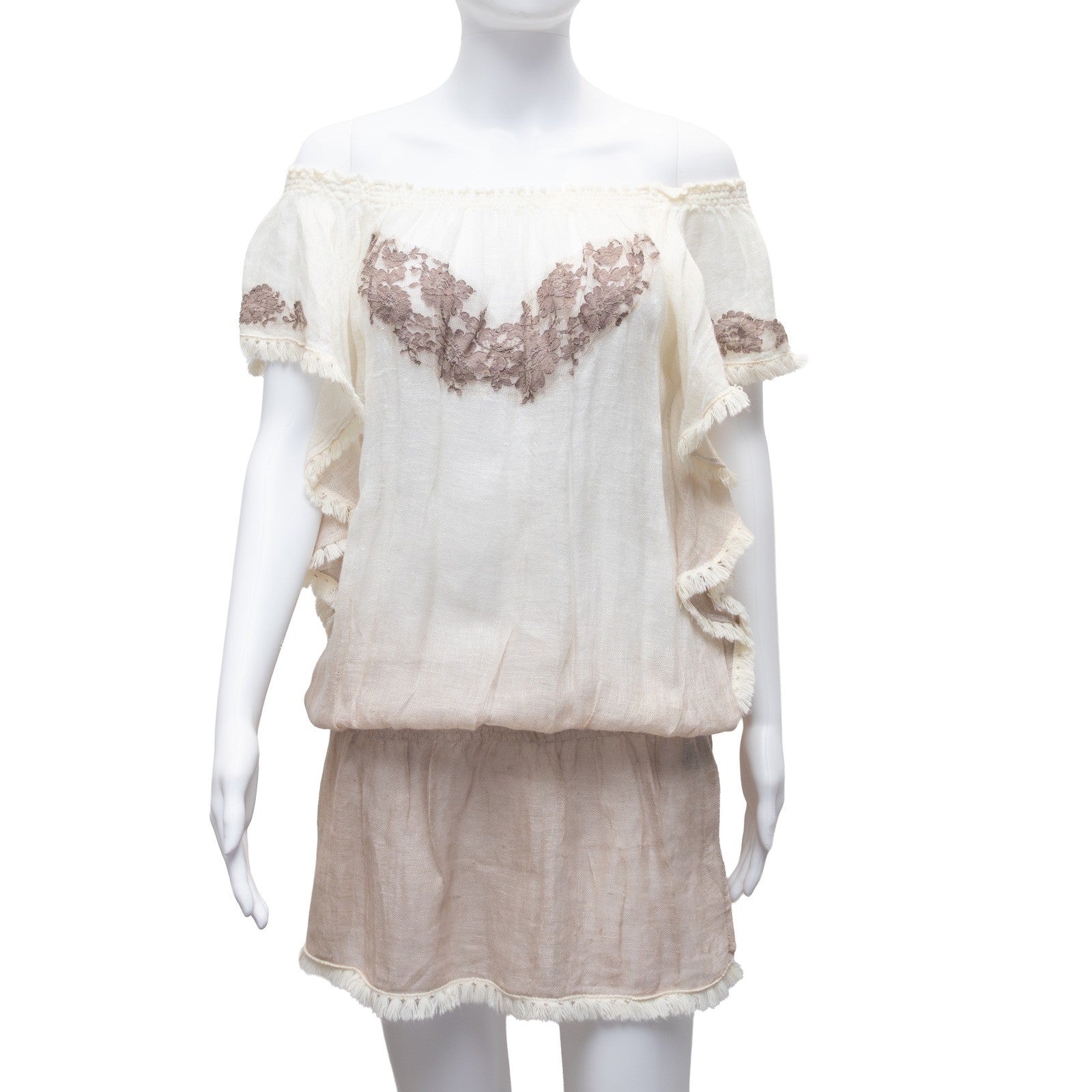 Vanita Rosa Paris St Barth Linen Tunic Dress Top – Boho Embroidered Size S-M
