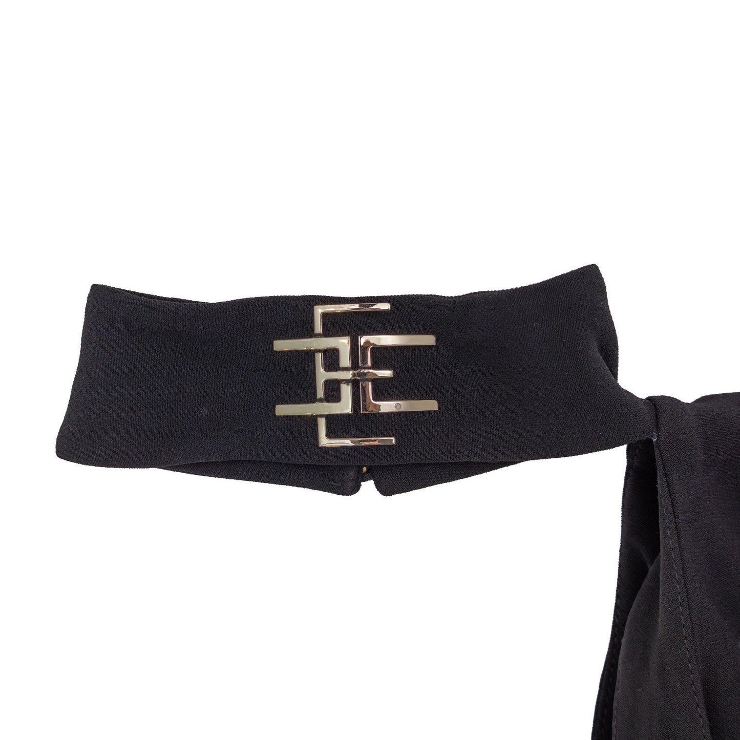 Elisabetta Franchi Black One-Shoulder Asymmetrical Midi Dress – IT 40 / US 4