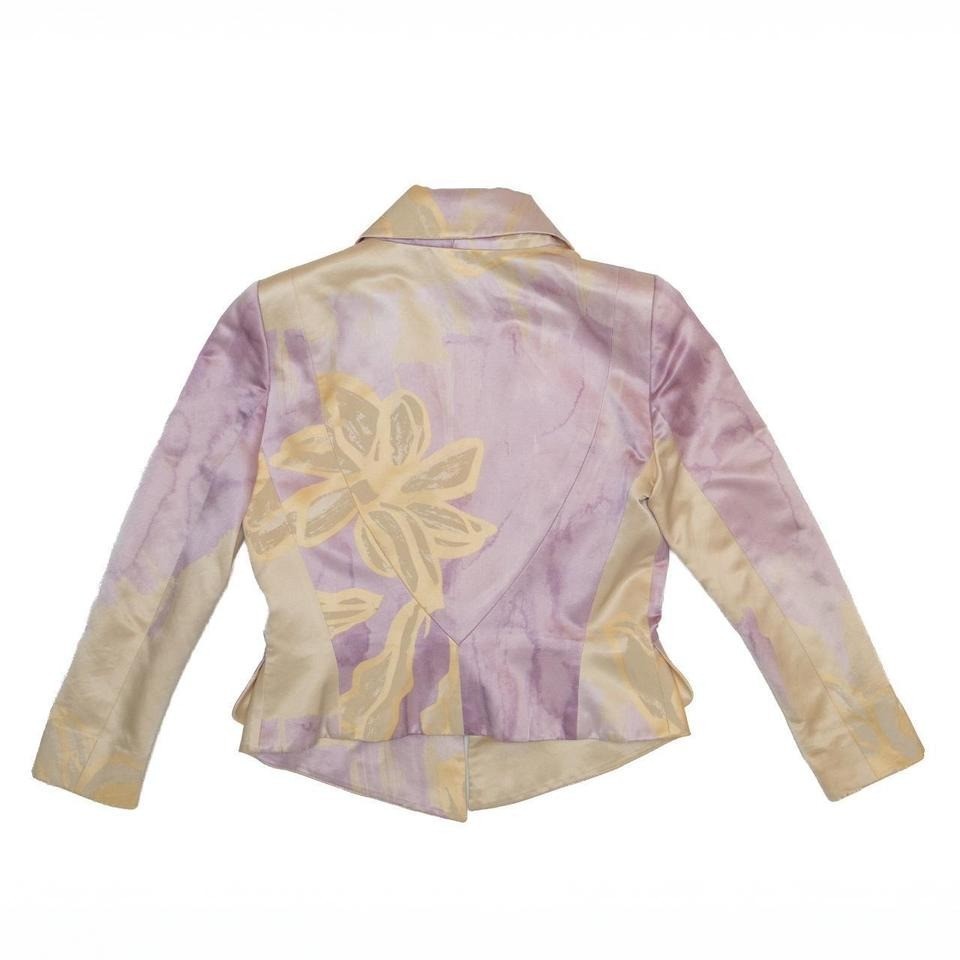 Christian Lacroix Vintage Satin Blazer – Floral Sculptural Brooch – FR 42 /US 6
