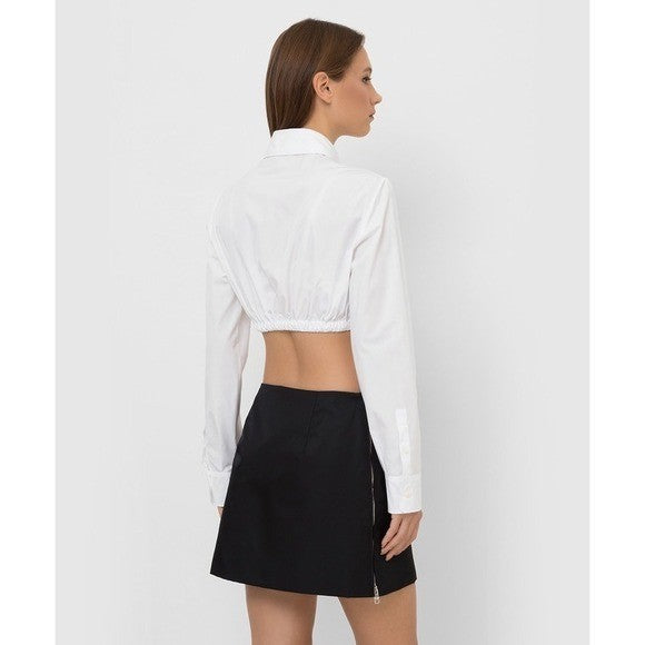 $1450 Prada Milano Cropped Button-Up Shirt – White – Size IT 40 (Women's)