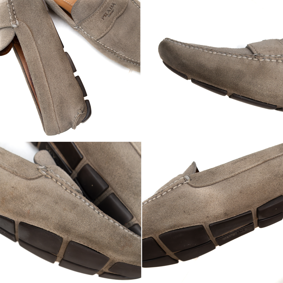 $950Prada Men’s Grey Suede Driving Loafers – Size US 9 / EU 42 / UK 8
