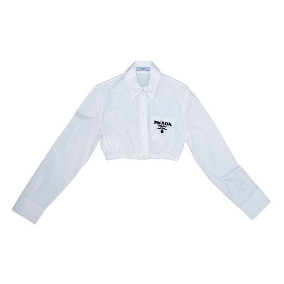 $1450 Prada Milano Cropped Button-Up Shirt – White – Size IT 40 (Women's)