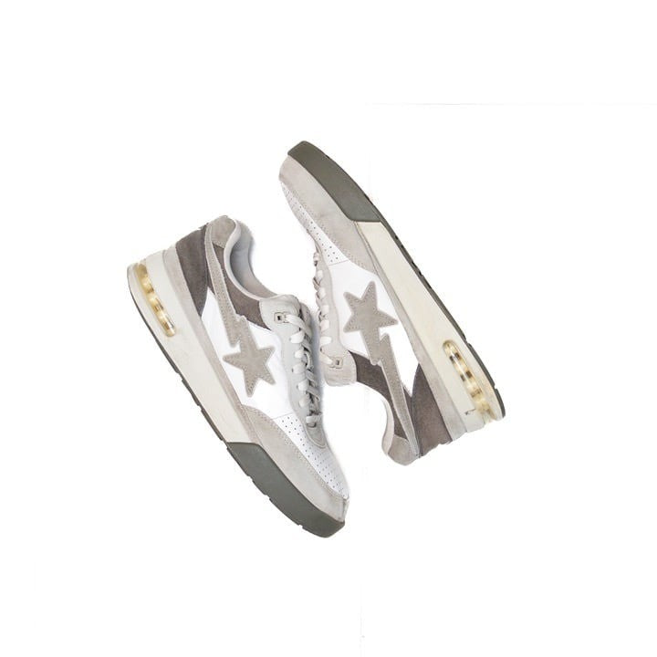 BAPE STA Low Top Sneakers White/Grey Suede Leather – Men's US 9