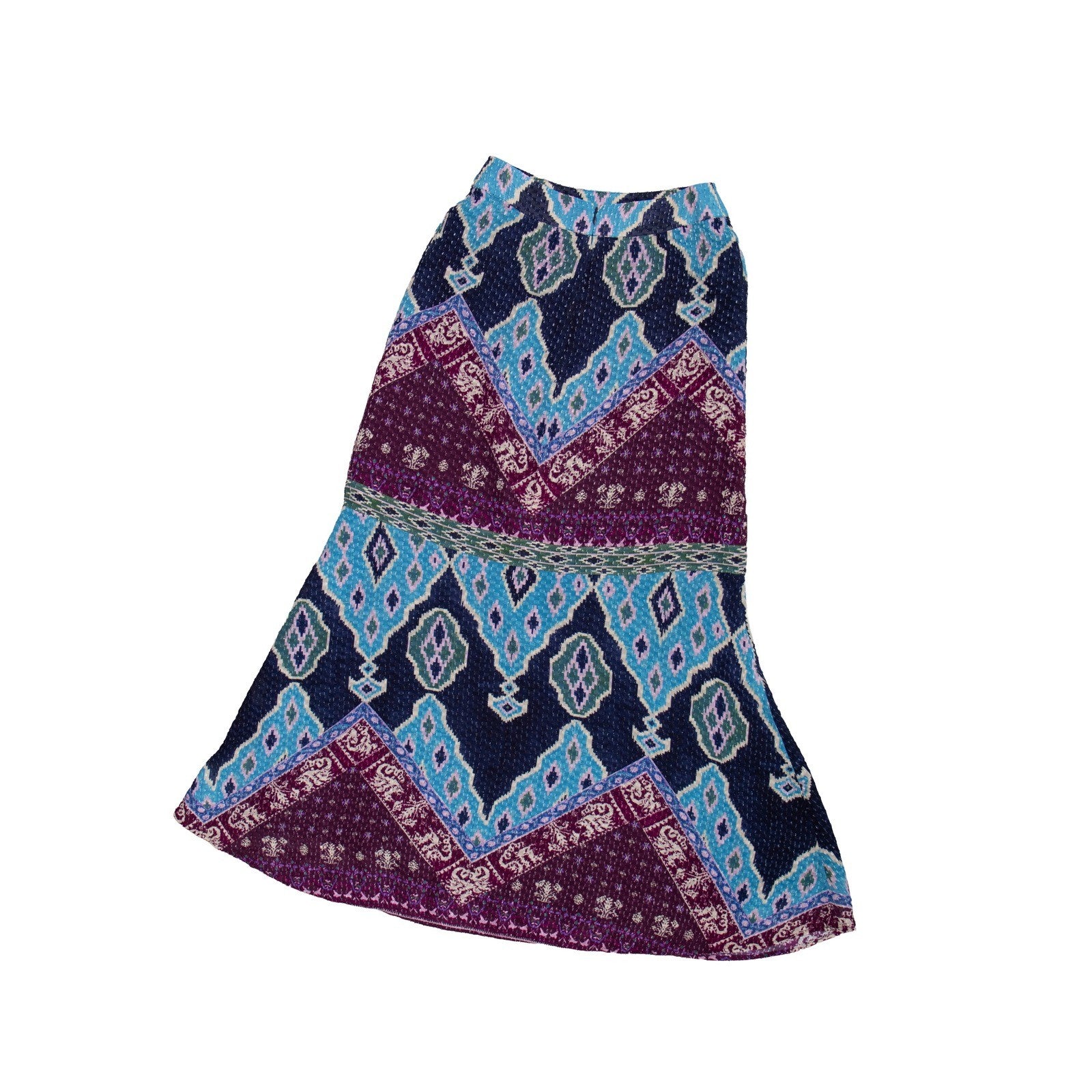 ba&sh Marine Geometric Print Flared Midi Skirt Women's FR 34 US 2 XS Boho
