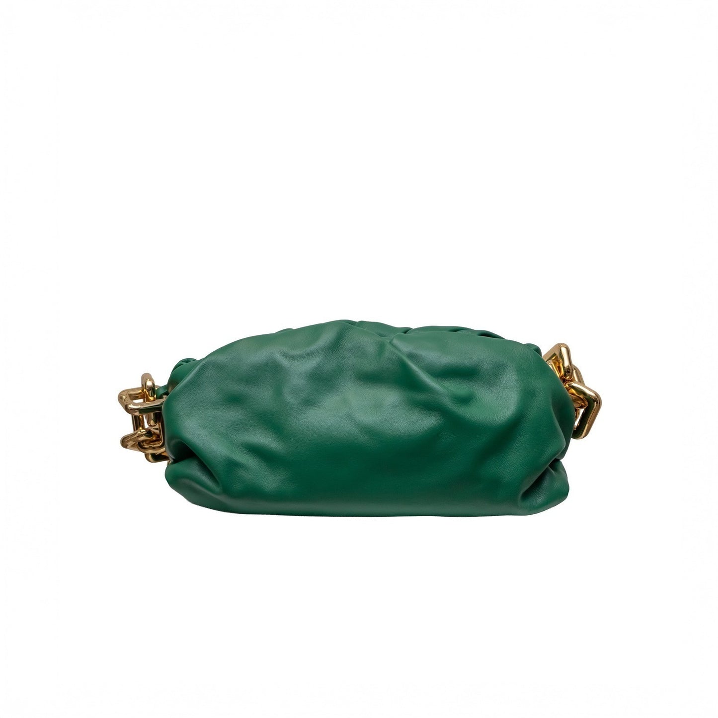 $3600 Bottega Veneta Green Leather Chain Pouch Gold Hardware  Authentic