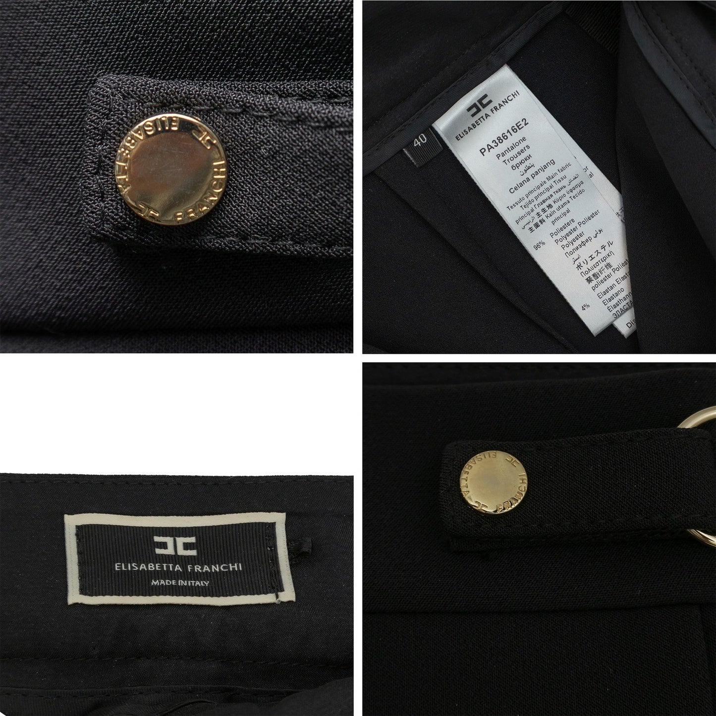 Elisabetta Franchi Women's Tailored Pants – Black – IT 42 - US 4