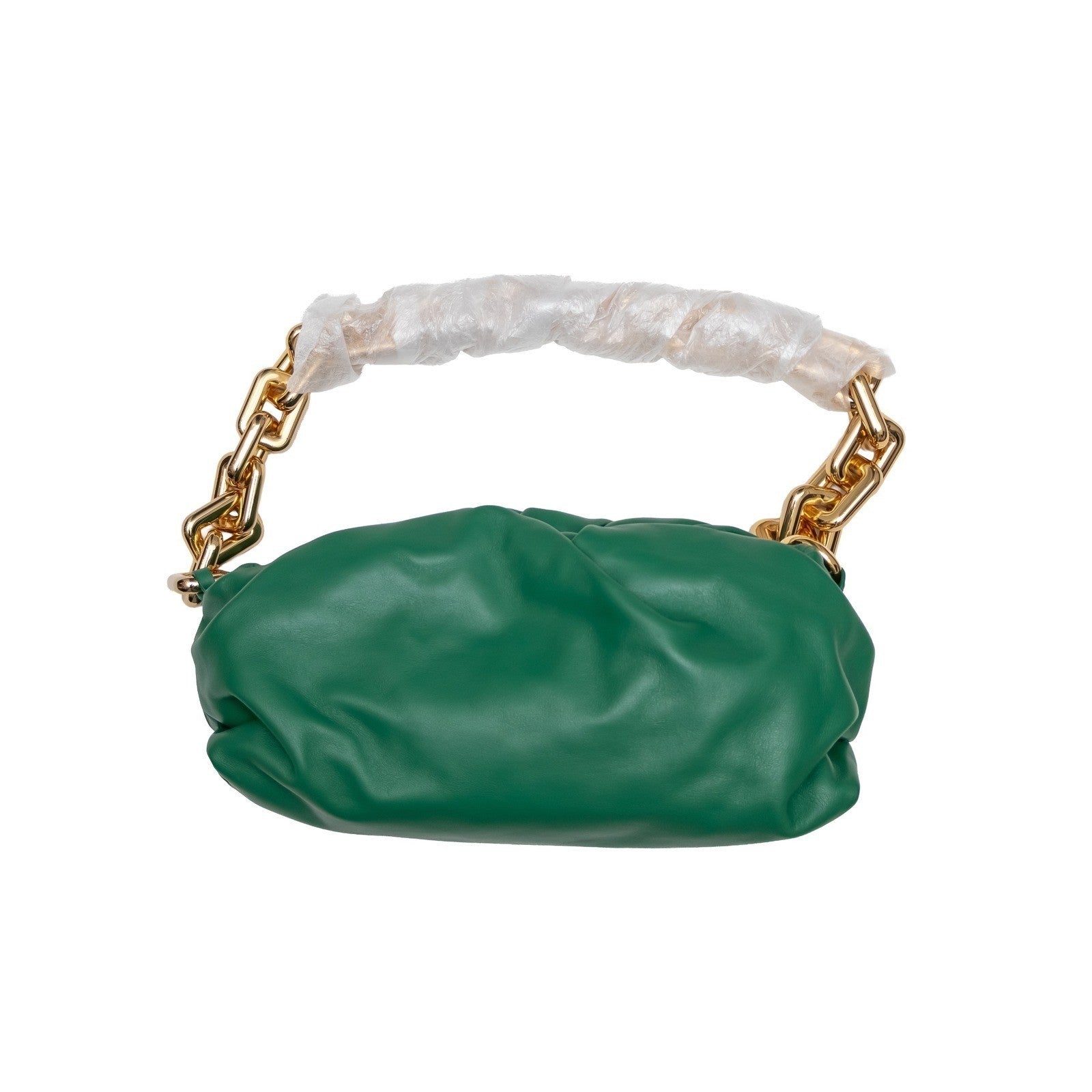 $3600 Bottega Veneta Green Leather Chain Pouch Gold Hardware  Authentic