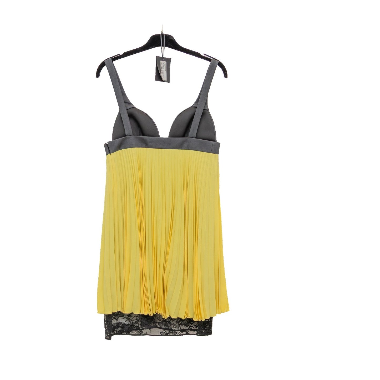 Fausto Puglisi Pleated Slip Dress – Yellow & Black Lace – Size IT 42/ US 6