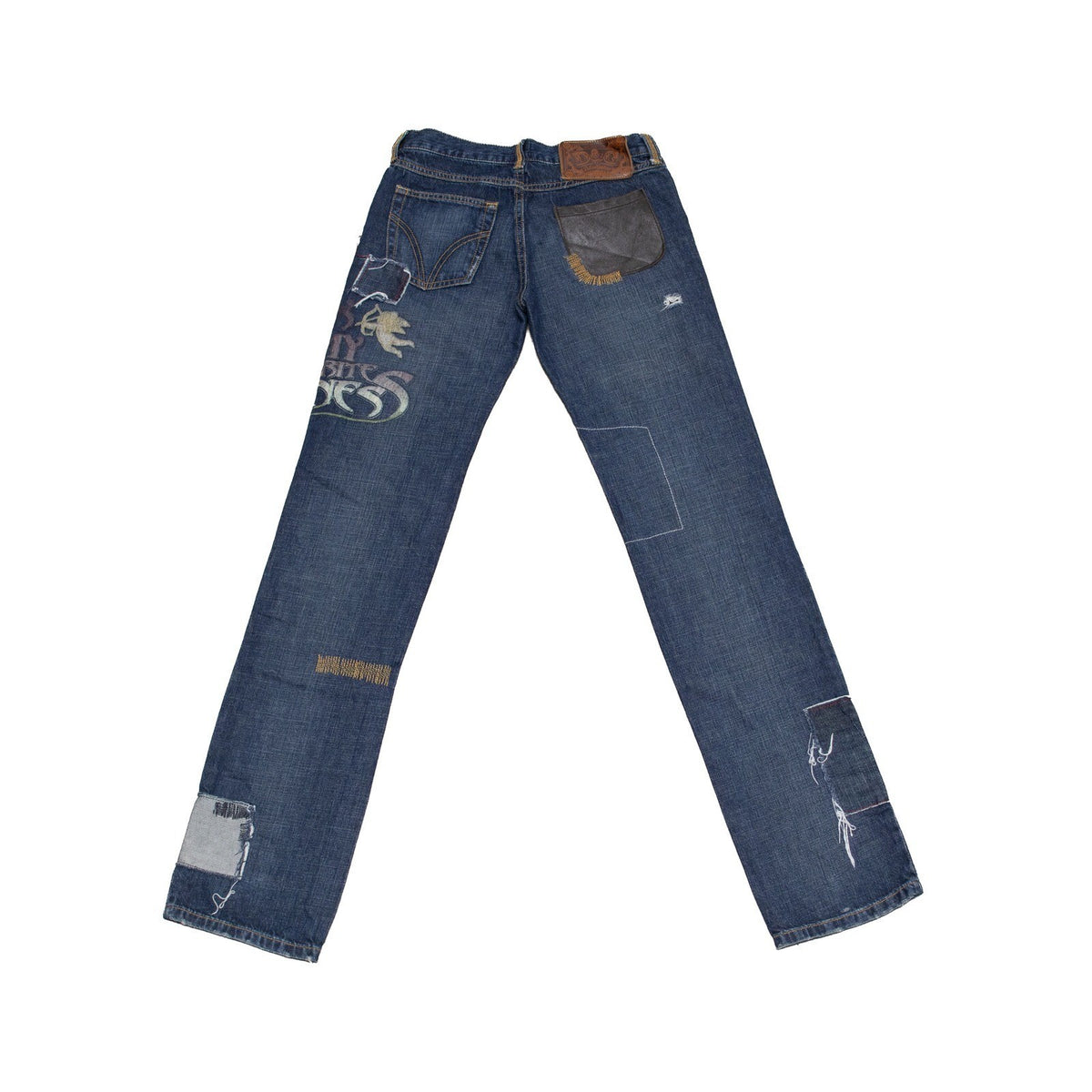 D&G Dolce & Gabbana Distressed Patchwork Graphic Jeans Size 27 / IT 41