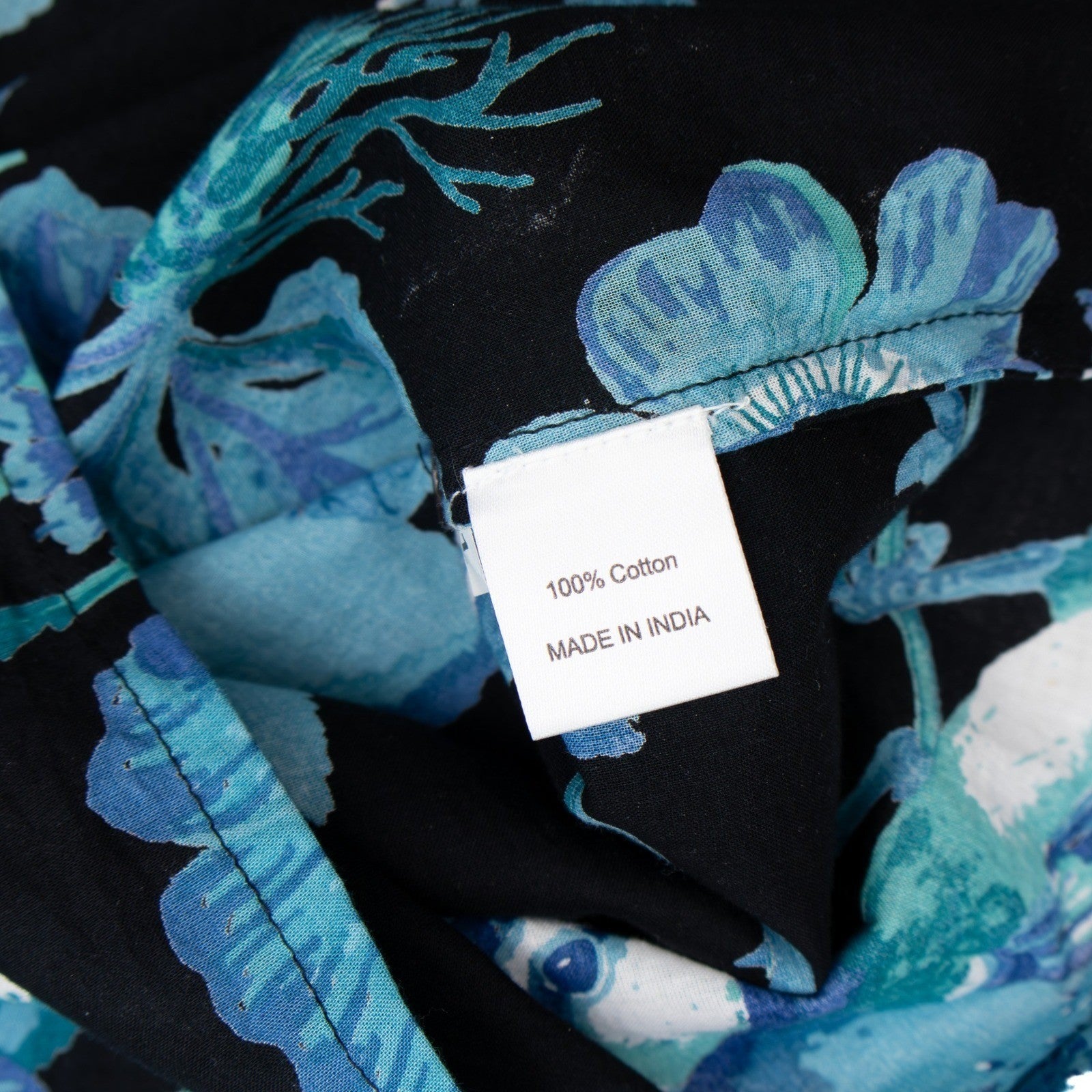 Banjanan Blue Botanical Bird Print Ruffle Cotton Top XS US 0-2 UK 4-6