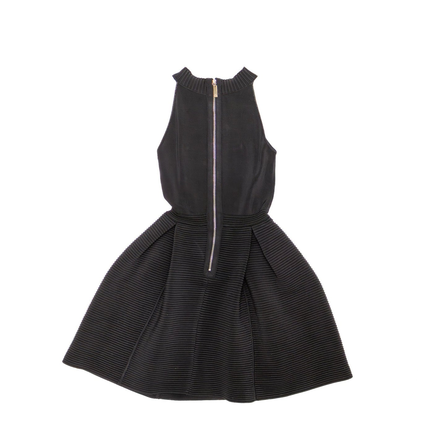 Elisabetta Franchi Black Ribbed Fit & Flare Dress IT 40 / US 4 / UK 8