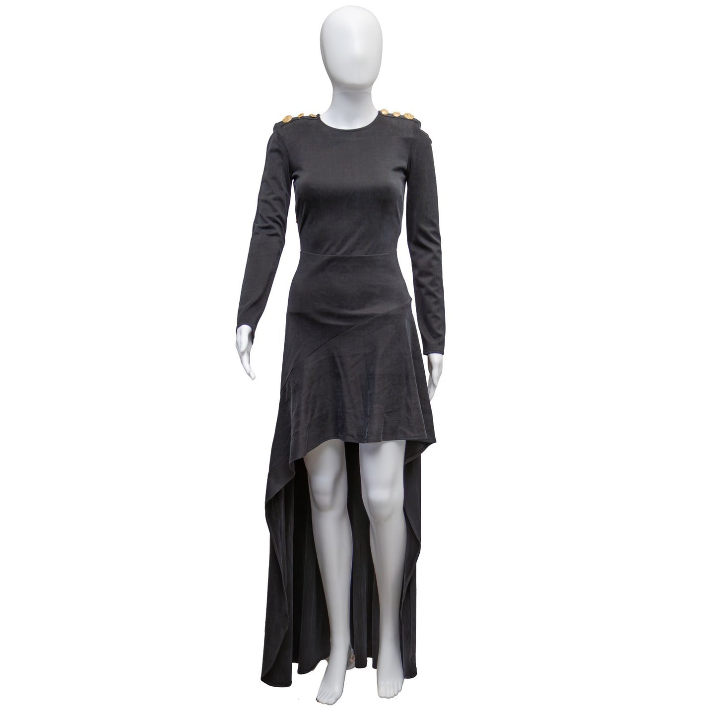 Elisabetta Franchi Asymmetric High-Low Dress – Black – IT 40 (US 4 / UK 8)