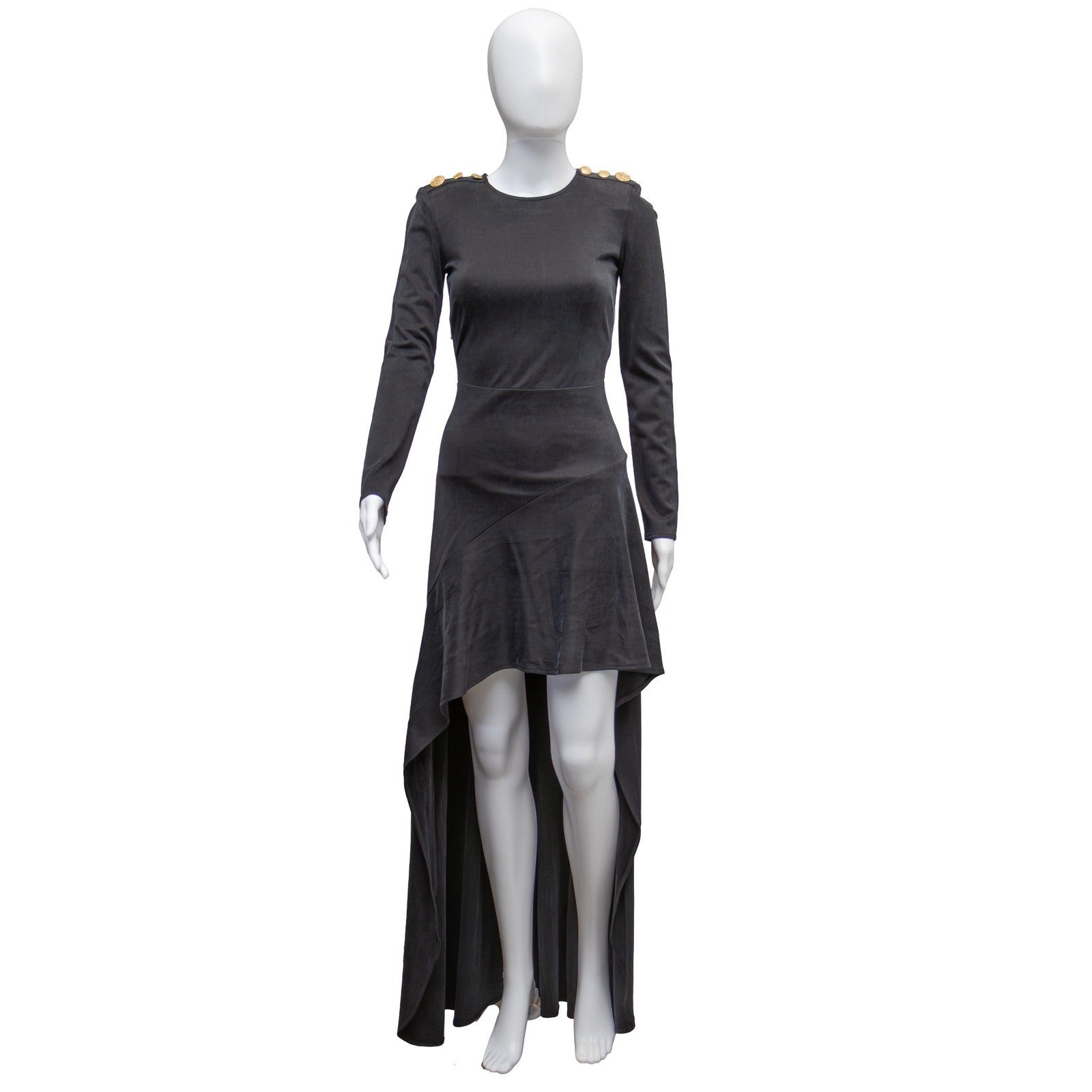 Elisabetta Franchi Asymmetric High-Low Dress – Black – IT 40 (US 4 / UK 8)