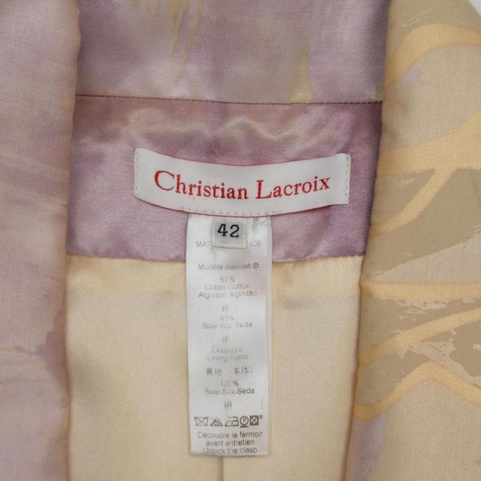 Christian Lacroix Vintage Satin Blazer – Floral Sculptural Brooch – FR 42 /US 6