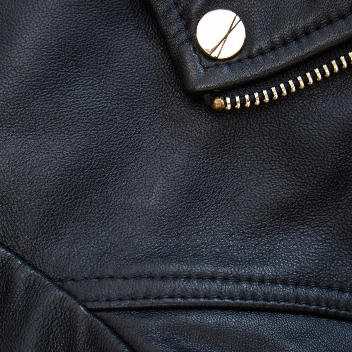 465$ Lamarque Kirsi Black Lamb Leather Cropped Moto Jacket Short Sleeve SizeS