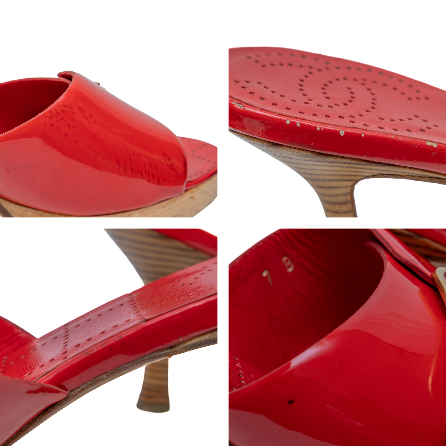 Chanel Vintage Red Patent Leather Heeled Mules – Size 37 (US 7 / UK 4.5)