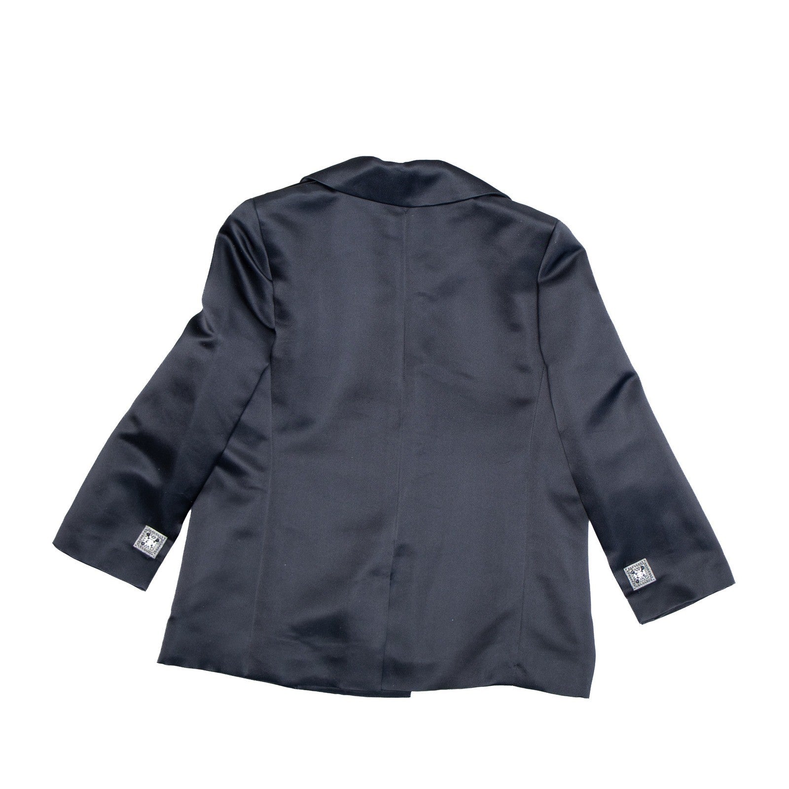 CHANEL 2011 Paris-Byzance Black Silk CC Crystal Button Blazer FR 46 US 14