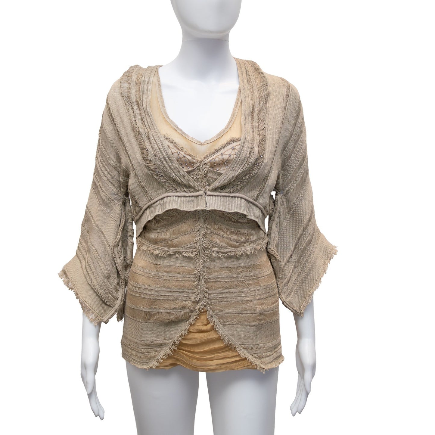 Mirco Giovannini Embellished Linen Tunic & Cropped Jacket Set - Size IT 44