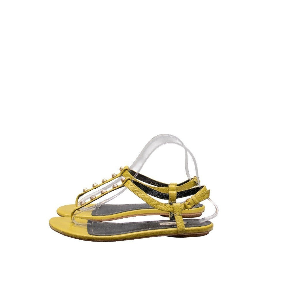 Balenciaga Arena T-Strap Yellow Leather Studded Sandals – EU 39 / UK 6 / US 9