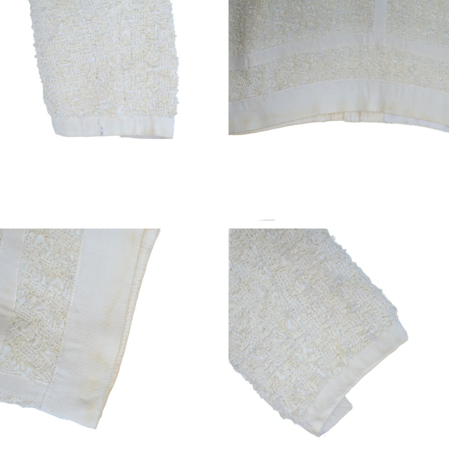 Chanel Vintage Cruise 1992 White Tweed  Camellia Flower  Jacket Suit Size 34