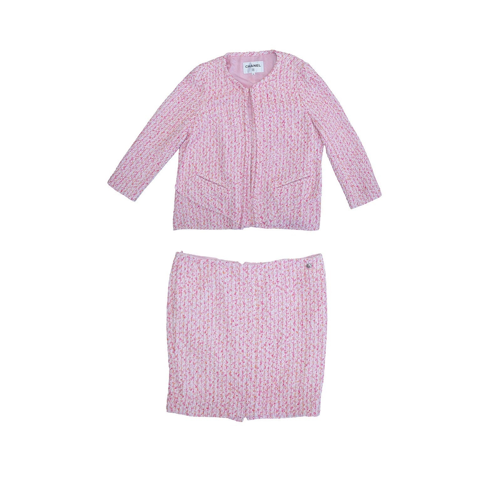 CHANEL SS16 Runway Pink Tweed Jacket & Skirt Suit Set FR 46 US 14 Karl Lagerfeld