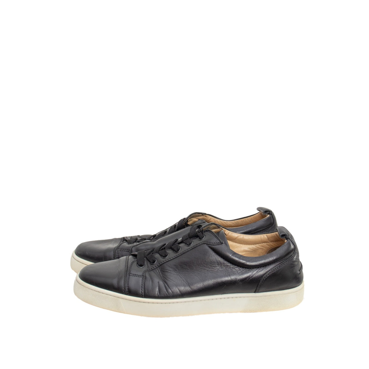 Christian Louboutin Rantulow Grained Leather Low Top Sneakers Black Mens Size 43