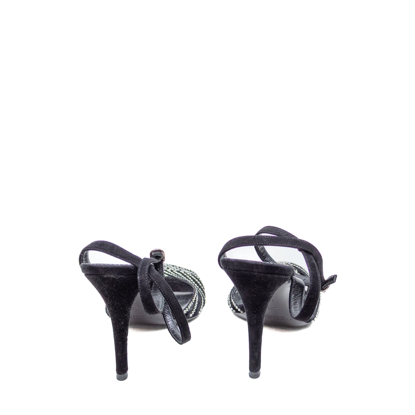 Ralph Lauren Purple Label Crystal Embellished Black Suede Heels – Size 8.5B US