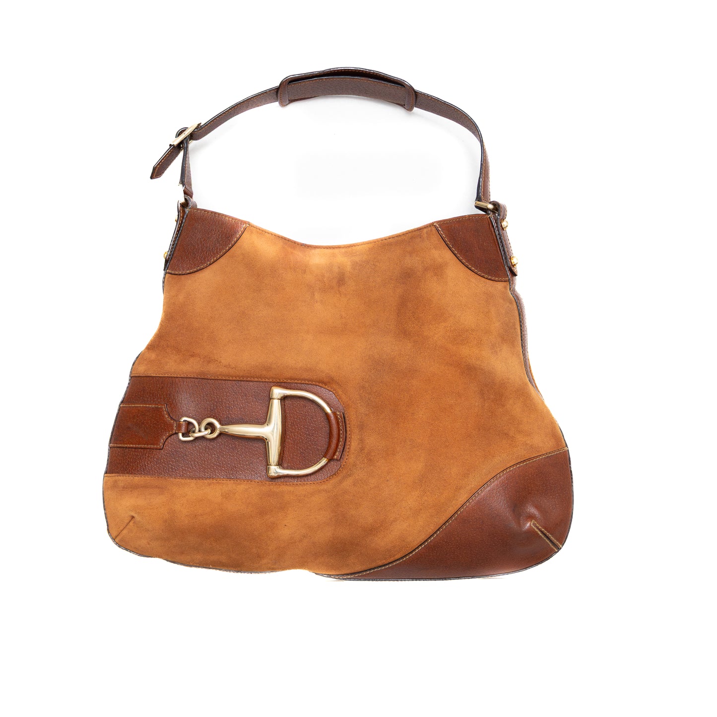 Gucci Brown Suede & Leather Horsebit Hasler Hobo Shoulder Bag