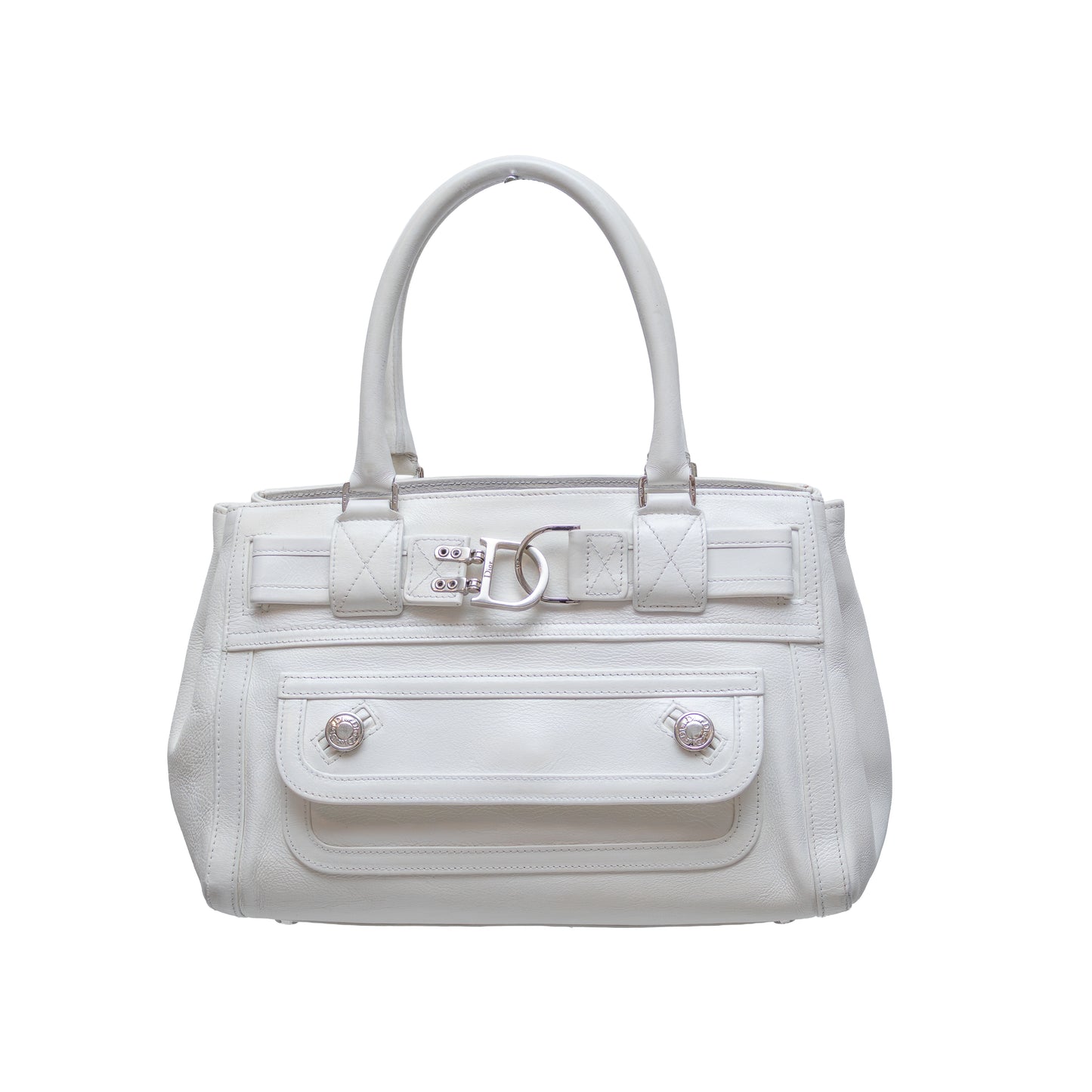 Christian Dior White Leather Tote Bag – 2005 Collection by John Galliano