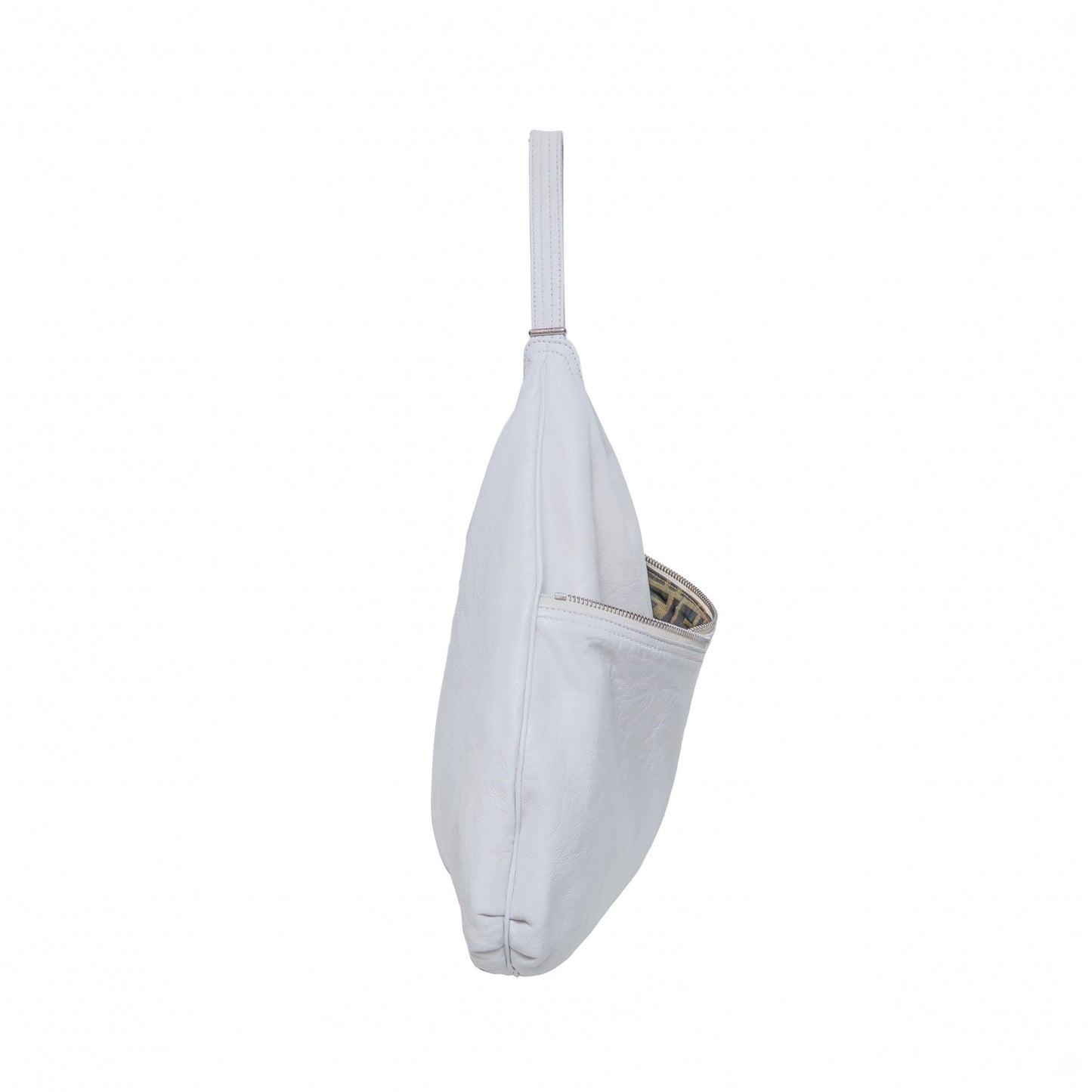 Vintage Fendi White Leather Hobo Shoulder Bag