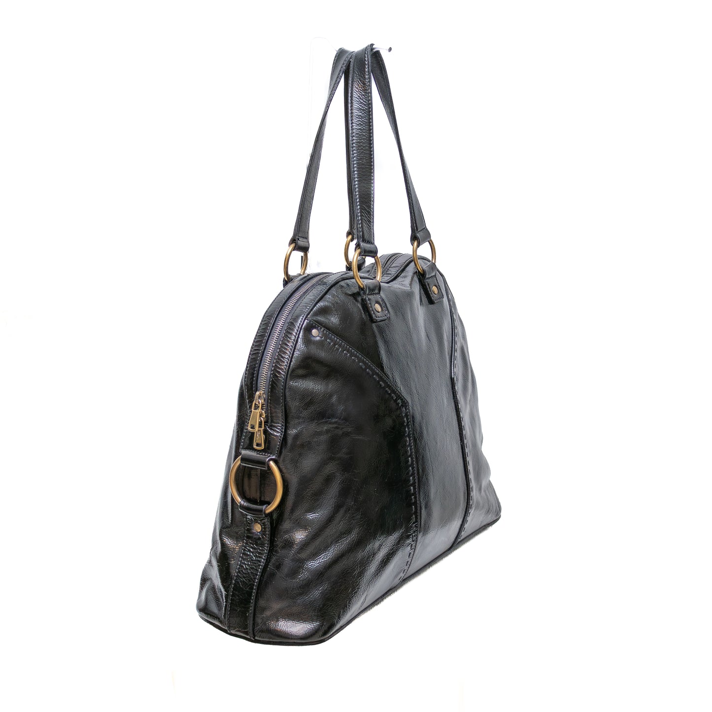 Yves Saint Laurent Muse Black Patent Leather Bag – Large Dome Satchel
