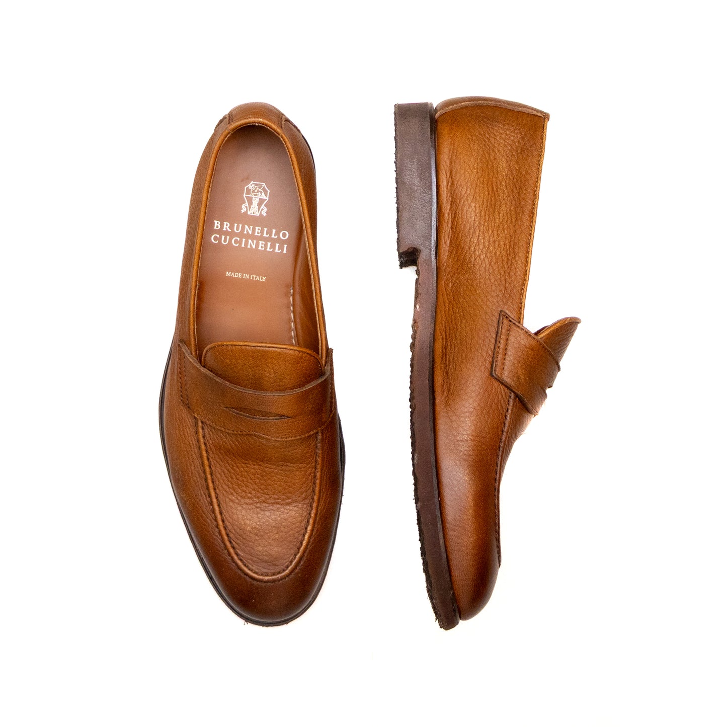 Brunello Cucinelli Men’s Tan Leather&nbsp; Penny Loafers – Size EU 42 / US 9&nbsp;