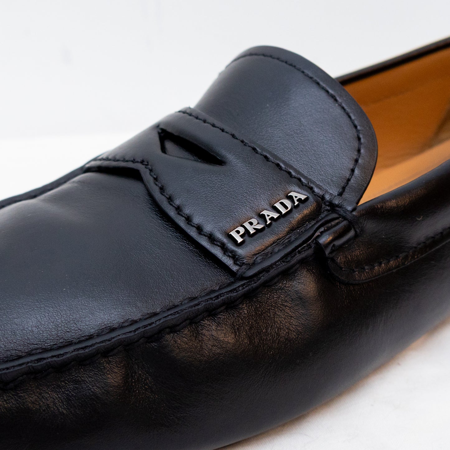 Prada Men’s Black Leather Driving Loafers – Size UK 8.5 / US 9.5