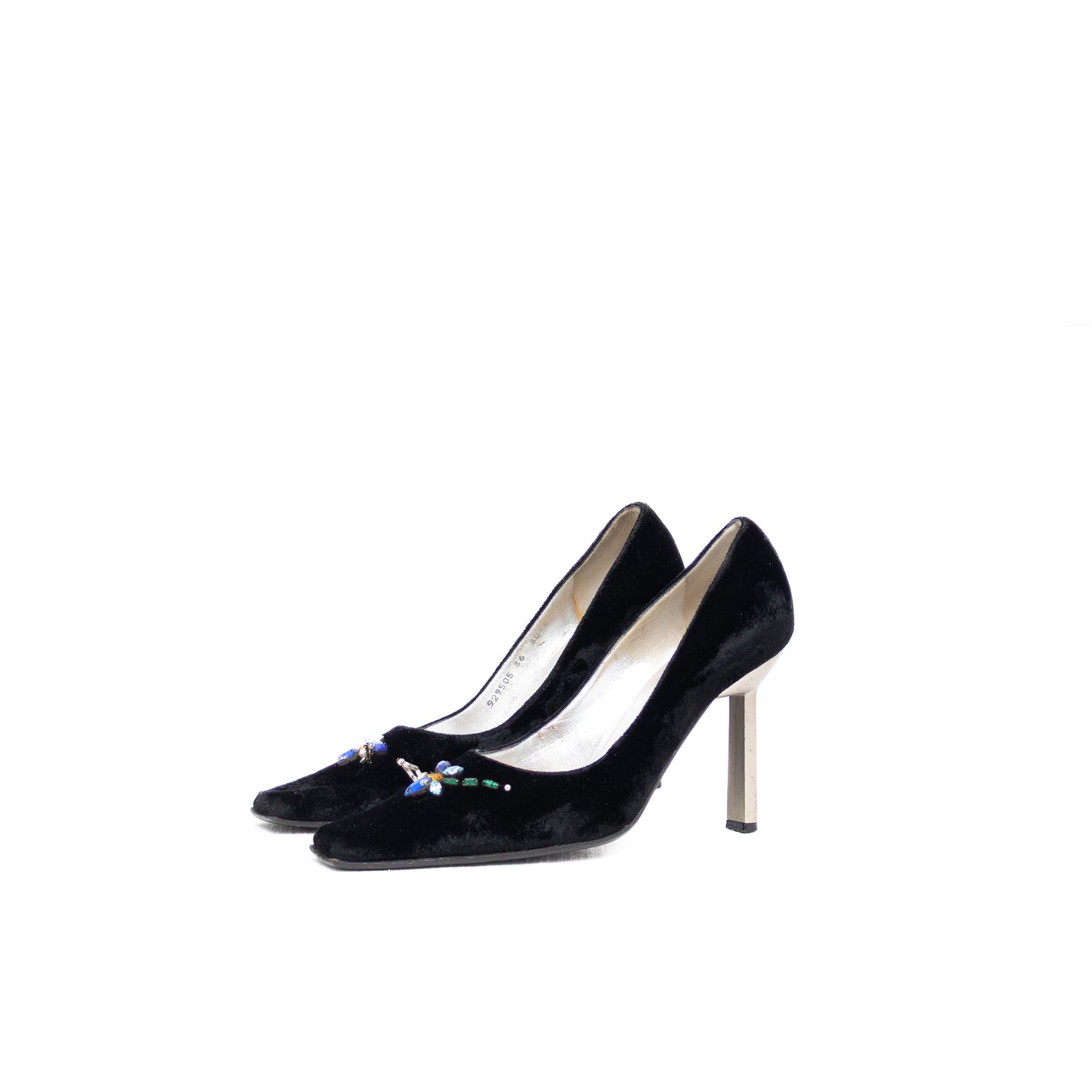 Giuseppe Zanotti Black Velvet Dragonfly Crystal Embellished Heels – Size EU 36 / UK 3.5 / US 6