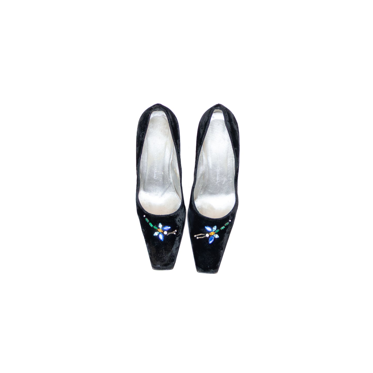 Giuseppe Zanotti Black Velvet Dragonfly Crystal Embellished Heels – Size EU 36 / UK 3.5 / US 6