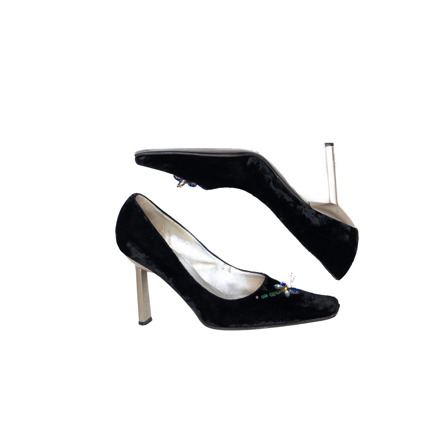 Giuseppe Zanotti Black Velvet Dragonfly Crystal Embellished Heels – Size EU 36 / UK 3.5 / US 6