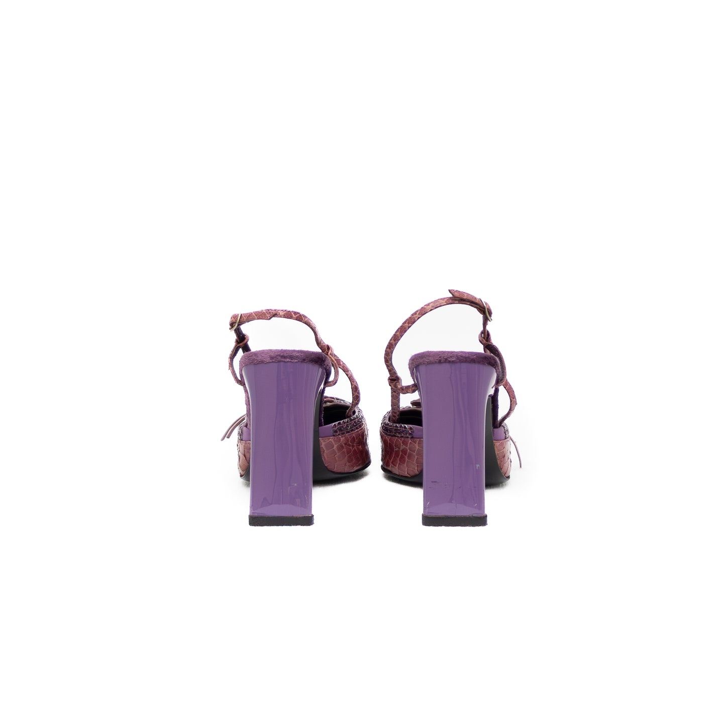 Casadei Purple Snake-Embossed Slingback Stiletto Heels – Size US 5 / UK 3 / EU 35